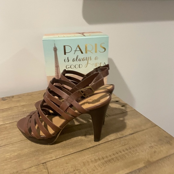 Franco Sarto brown leather platform heels size 8.5 - Picture 3 of 7